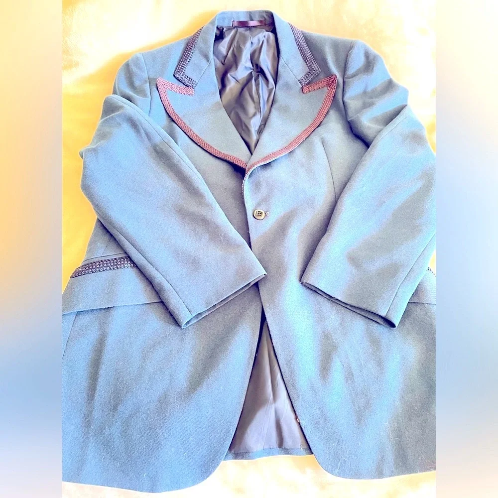 Vintage Men’s Blazer Clement S Crystal Inc Formal Wear 43 Wedding Long Blue EUC